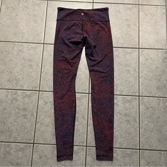 Lululemon Wunder Under Pant III Splatter Prep Red Sapphire Blue | Size 6 - Picture 11 of 12
